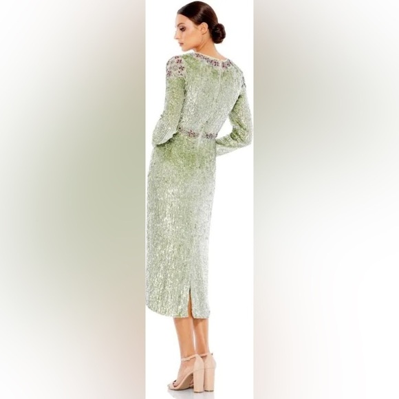 Mac Duggal 93568 NWT TEA-LENGTH DRESS WITH FLORAL BEADING - Picture 2 of 7